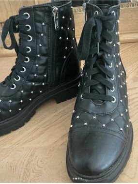 Circus by Sam Edelman Black Quilted Studded Combat Boots